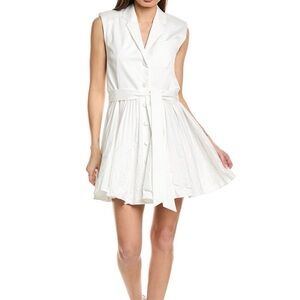 Alexis White Sleeveless Mini Shirt Dress with Tie Waist